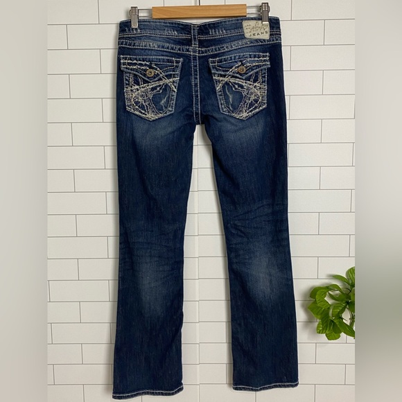 Silver Jeans Berkley Surplus Bootcut Women's Size W27 L31 Destroyed Dark Denim - Picture 7 of 11